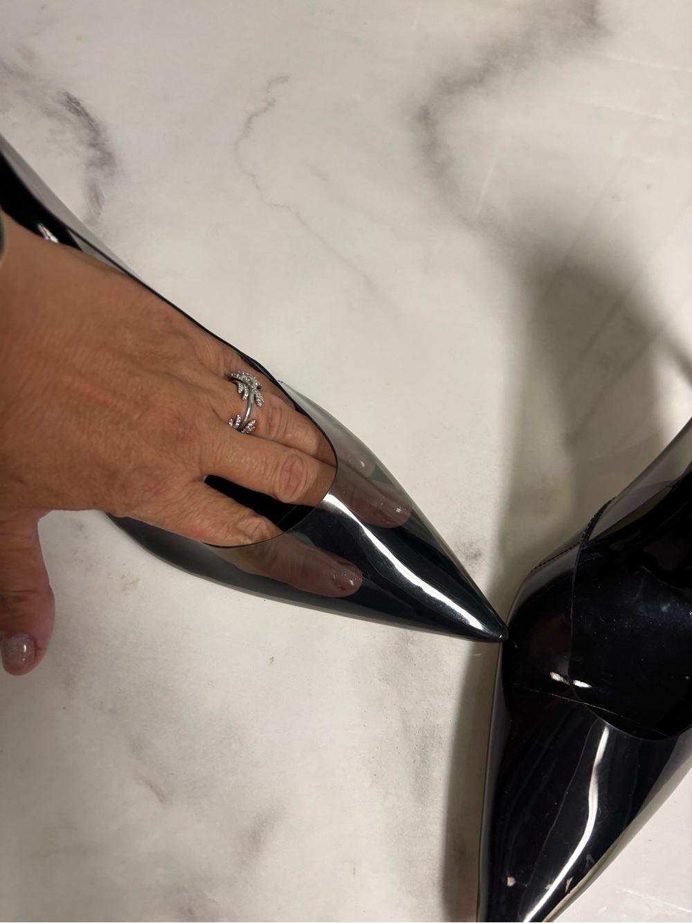 Good American Black Patent Pointed Toe Heels - Picture 6 of 7